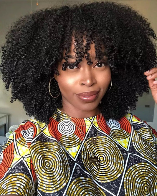 Afro Kinky Curly Wig* Bang - Whisy Shopping