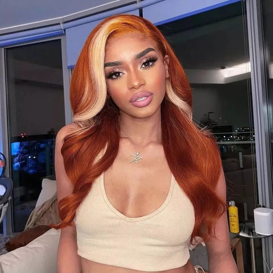 Body Wave Lace Wigs Ginger Color With Blonde Balayage - Whisy Shopping