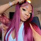 99J Red Burgundy Lace Frontal Human Hair Wigs - Whisy Shopping