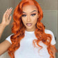 Ginger Orange Colored Straight Hair T Part & 13x4 Lace Frontal - Whisy Shopping