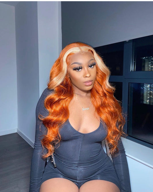 Body Wave Lace Wigs Ginger Color With Blonde Balayage - Whisy Shopping