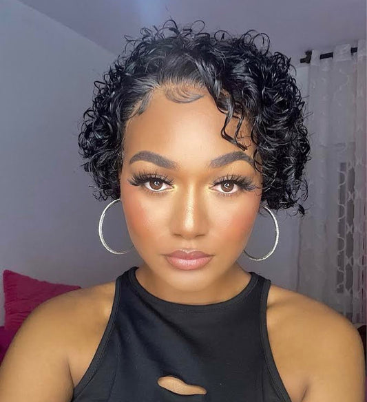 Pixie bob Short Curly Human *Hair Wigs - Whisy Shopping
